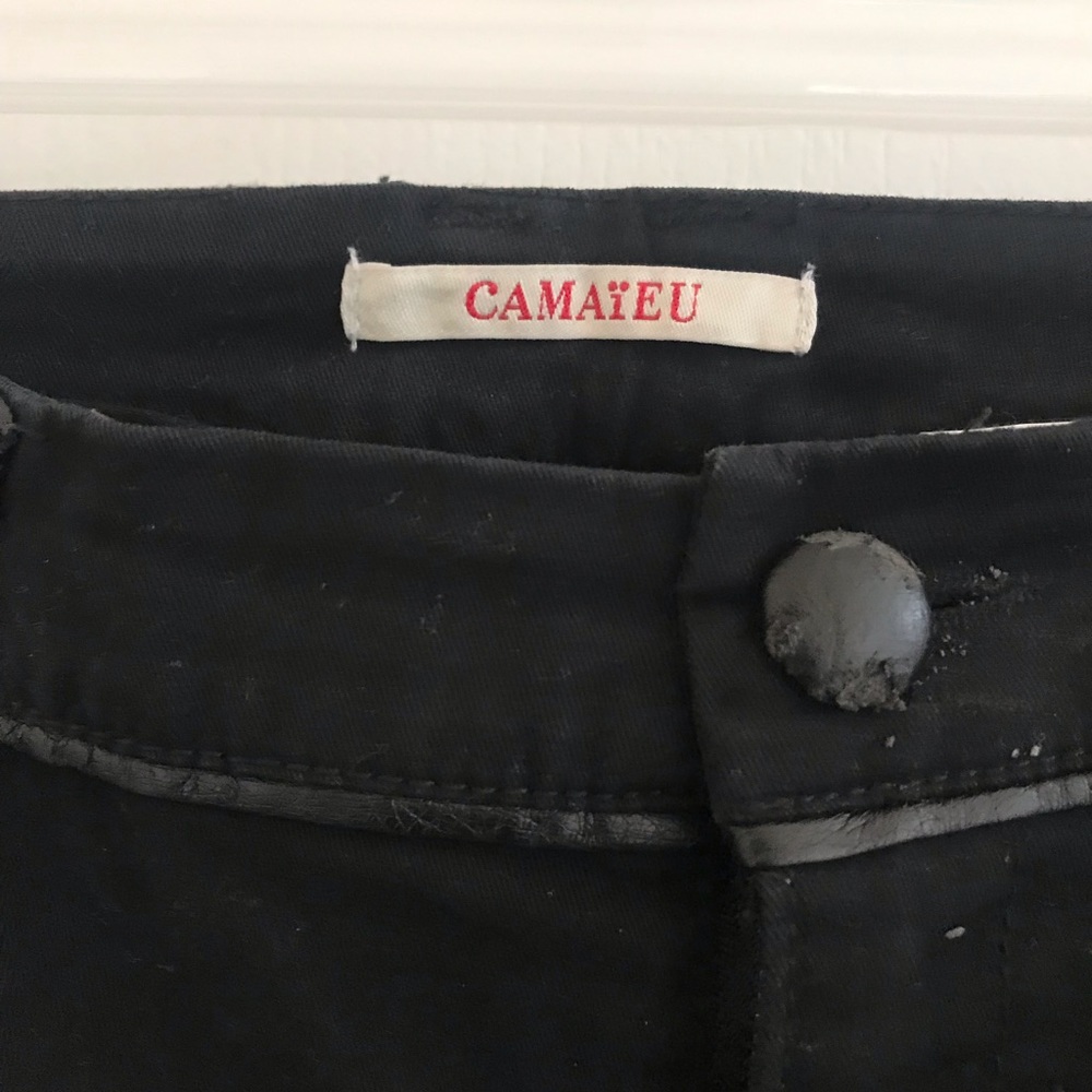CAMAÏEU LEATHER DETAIL JEANS - Picture 2 of 8